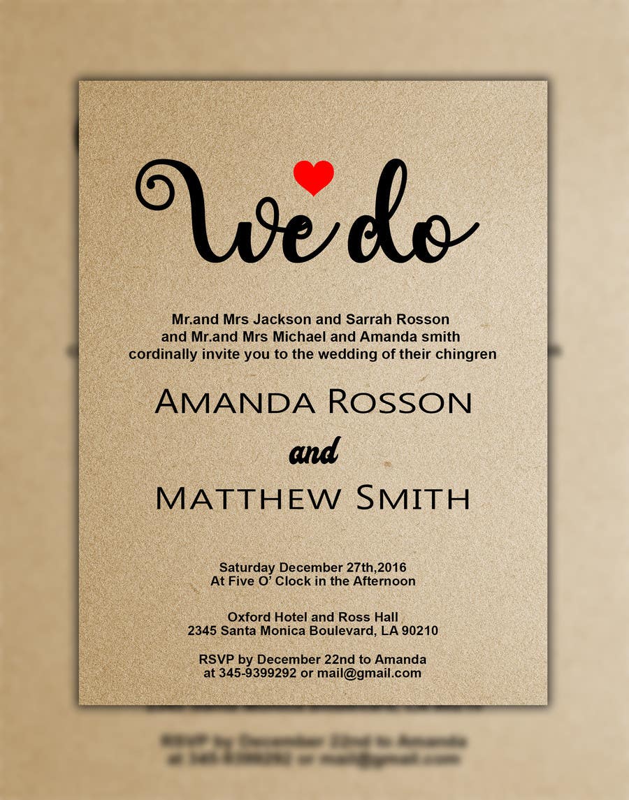 Proposition n°5 du concours                                                 Design a Wedding Invite
                                            