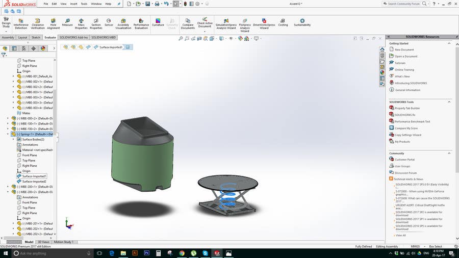 Participación en el concurso Nro.1 para                                                 Create a simple Animation of an existing CAD Solidworks assembly
                                            