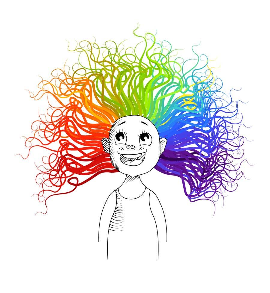 Entry #195 by Nozhenko for Draw /Sketch type of drawing of real  person with neon rainbow hair | Freelancer