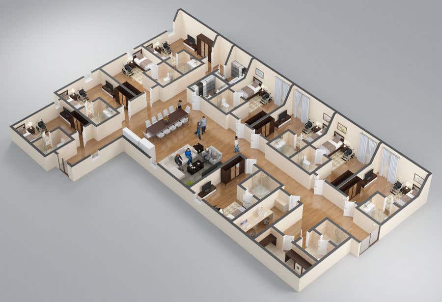 3d floor plan of nursing home Freelancer