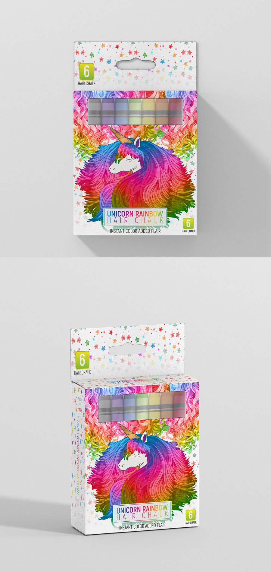 Konkurrenceindlæg #12 for                                                 Rainbow Unicorn Hair Chalk Package Design
                                            