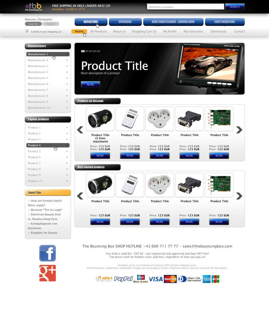 
                                                                                                            Kilpailutyö #                                        10
                                     kilpailussa                                         New Graphic Design for photo equipment web shop  www.thebouncingbox.com
                                    