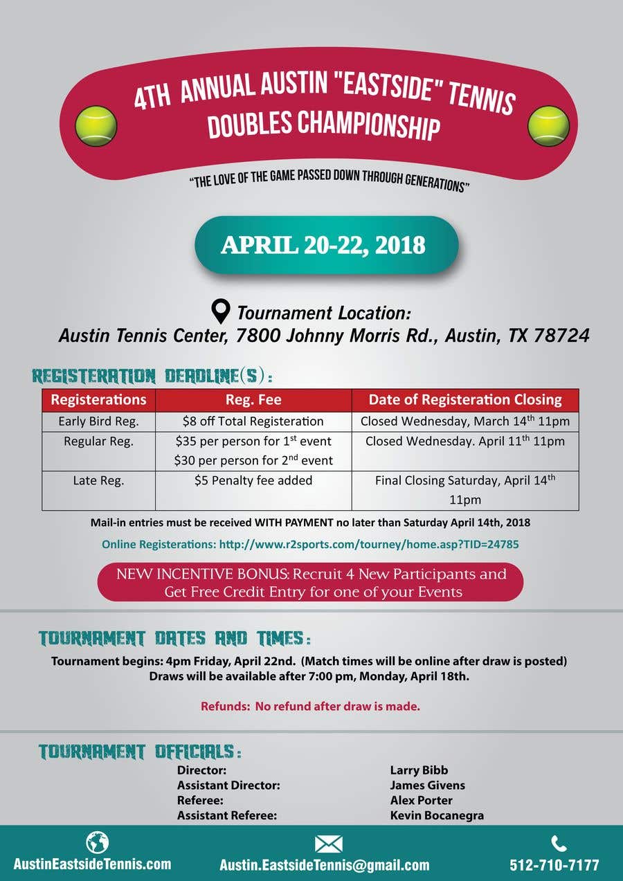 Příspěvek č. 14 do soutěže                                                 Design Announcement and Registration Flyer for Tennis Tournament
                                            