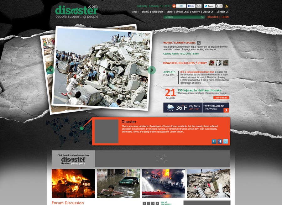 Bài tham dự cuộc thi #34 cho                                                 Website Design for Disaster.Com
                                            