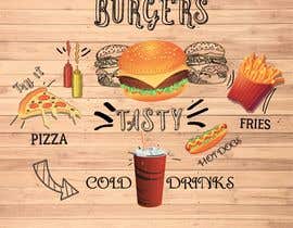 #6 dla Hello I need a design for my fast food restaurant, it is a design for the 12m2 wall. Background wood color przez steph221