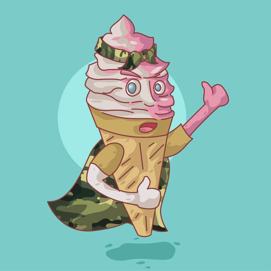 Contest Entry #4 for                                                 I would like a digital coloured drawing of cartoon ice cream cone character wearing a military camo stlye bandana
                                            