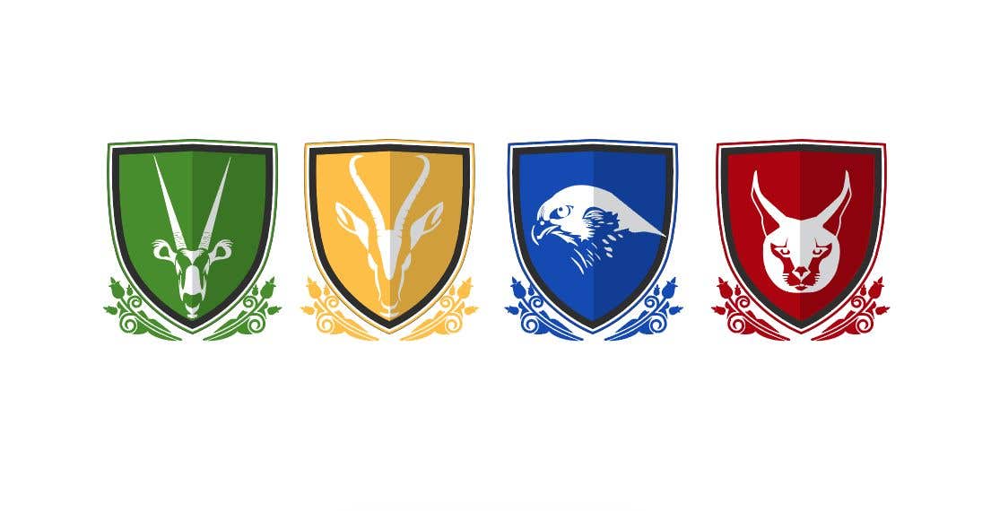 Participación en el concurso Nro.1 para                                                 4 School House Logos. We have Oryx (green), Gazelle (yellow), Falcon (blue) and Caracal (red). See image 1 for more details. Ive attached examples of online images.
                                            