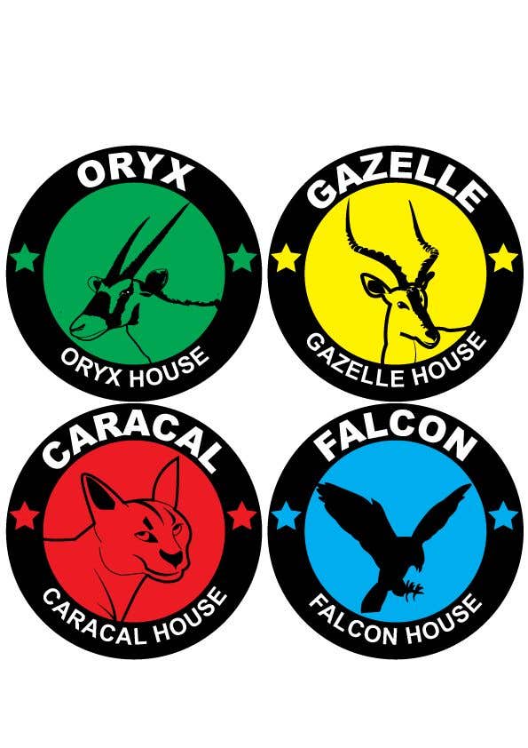 Entri Kontes #14 untuk                                                4 School House Logos. We have Oryx (green), Gazelle (yellow), Falcon (blue) and Caracal (red). See image 1 for more details. Ive attached examples of online images.
                                            