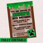 #5 pentru Blue Minecraft Inspired Bday Party Invitation de către marianayepez