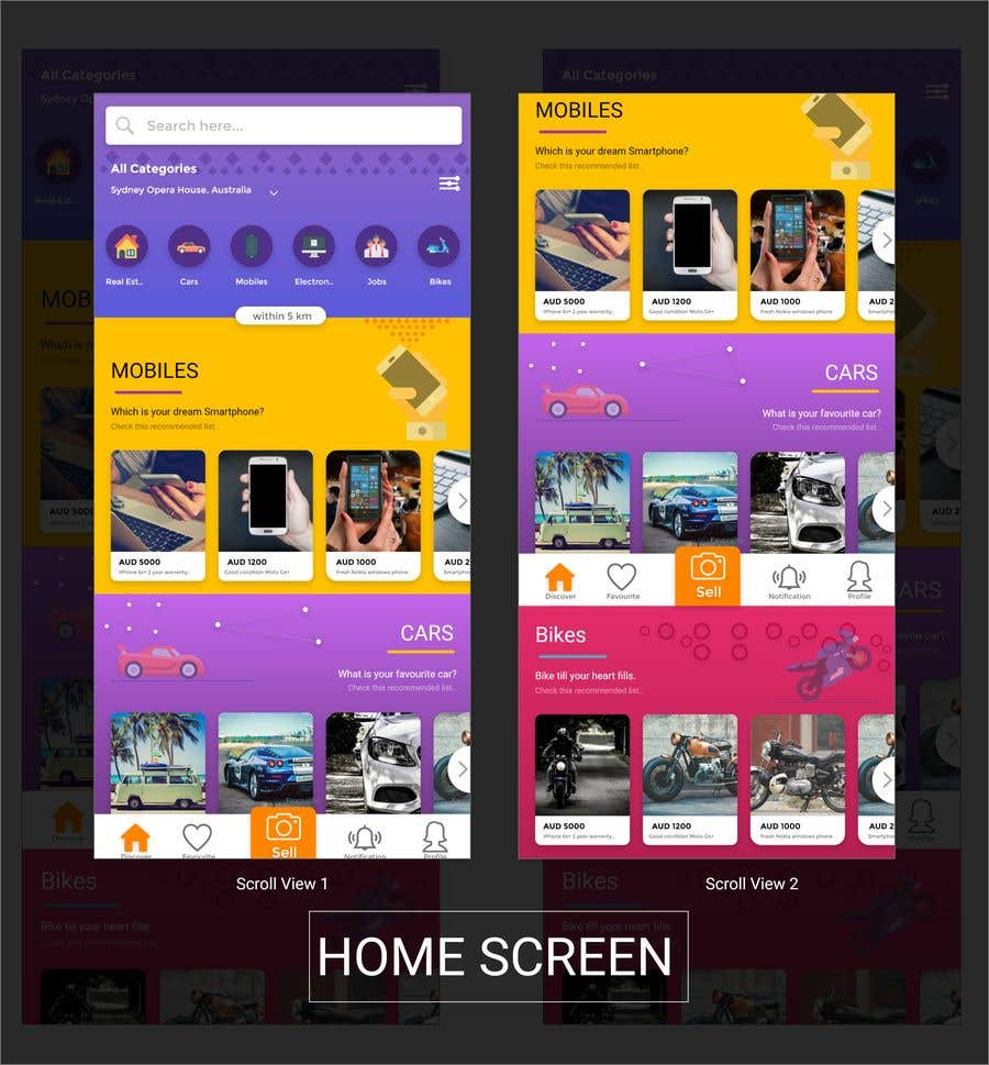 Proposition n°27 du concours                                                 UI/UX Home page only for classified ads mobile application
                                            