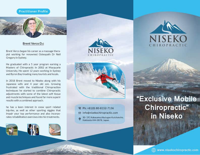 Participación en el concurso Nro.15 para                                                 Design a brochure for Niseko Chiropractic
                                            