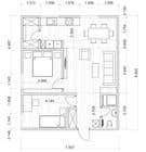 gabeetu tarafından Design a layout of a two bedroom flat, including furniture. için no 7