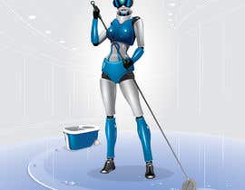 #30 for Produce illustration artwork that shows a human droid cleaning floor using mop and bucket by kesabk
