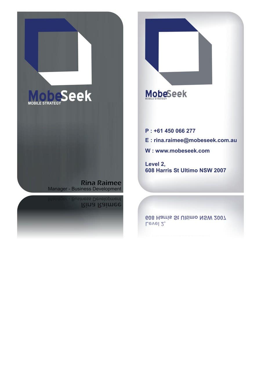 Kandidatura #122për                                                 Business Card Design for MobeSeek
                                            