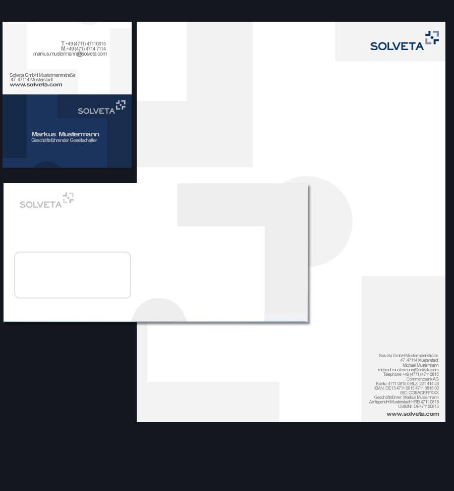 
                                                                                                                        Contest Entry #                                            55
                                         for                                             Letterhead, Envelopes, Business Cards and more for Solveta
                                        