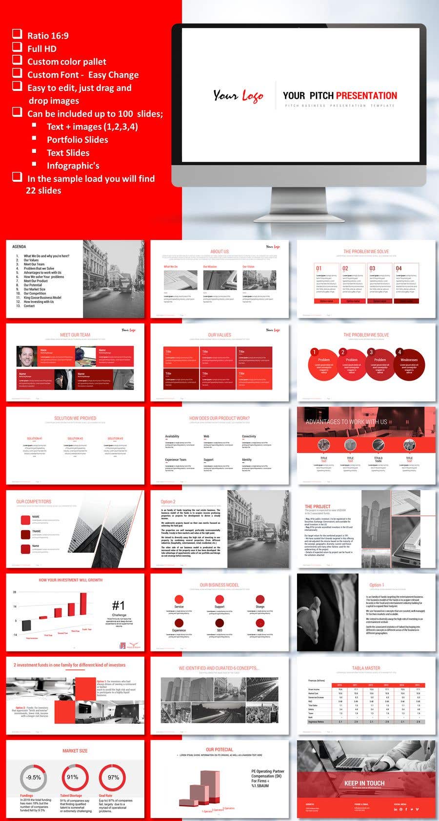 Konkurransebidrag #14 i                                                 Professional business PowerPoint template( pitch deck slides)
                                            