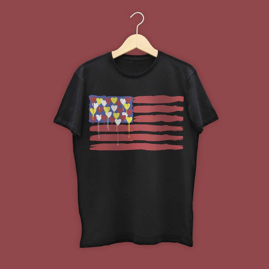 Bài tham dự cuộc thi #202 cho                                                 T-Shirt Design "US Flag with Bleeding Hearts - Brushed Painted"
                                            