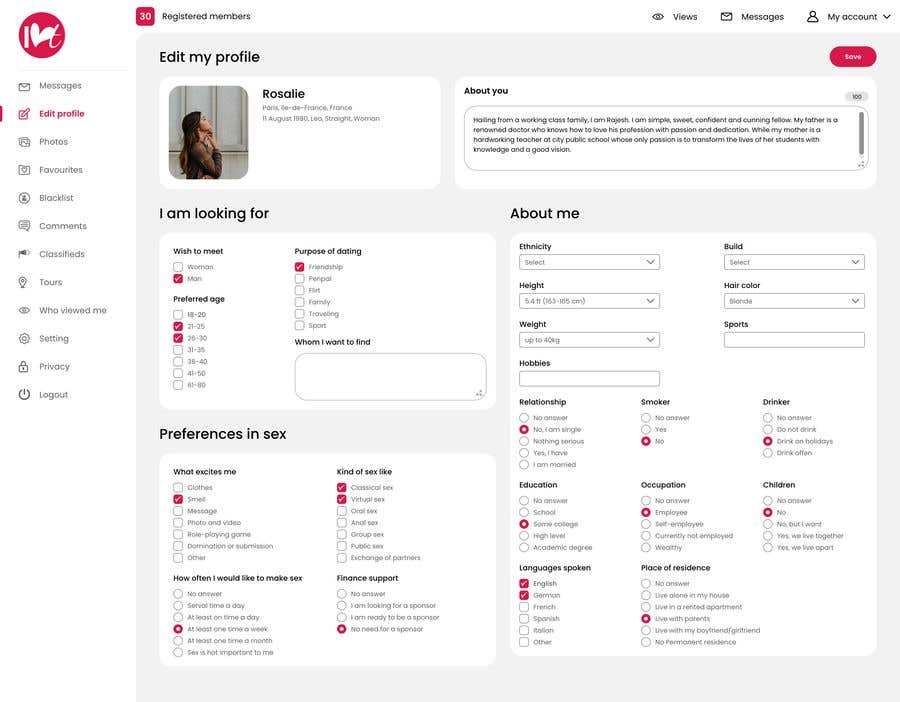 Contest Entry #5 for                                                 Two Dating site user profile page redesign
                                            