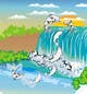 Icône de la proposition n°17 du concours                                                     Cartoon for Salmon Swimming Upstream
                                                