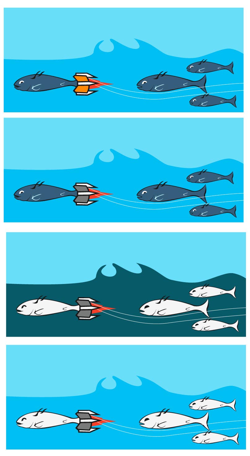 Kilpailutyö #38 kilpailussa                                                 Cartoon for Salmon Swimming Upstream
                                            
