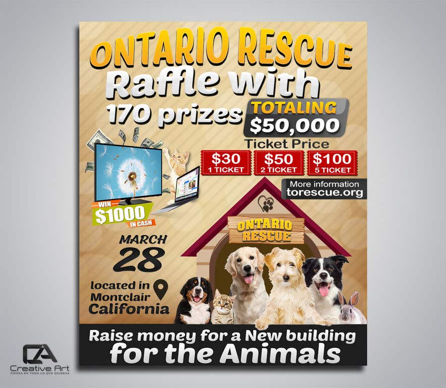 Zgłoszenie konkursowe o numerze #83 do konkursu o nazwie                                                 Create a Raffle Banner for Animal Rescue
                                            