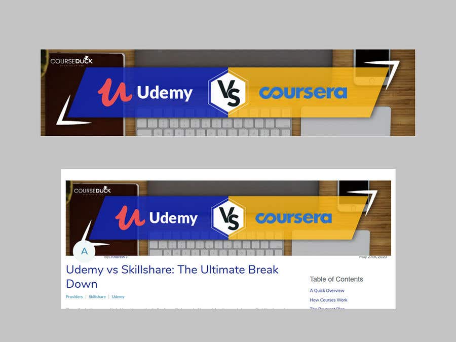 Contest Entry #20 for                                                 Banner Design for Blog Page (Udemy vs Coursera) - CourseDuck.com
                                            