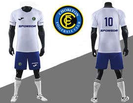 #7 para football shirt design - create a ghost mannequin example KIT LAUNCH (white shirt - navy blue shorts) de romenrayhan0191