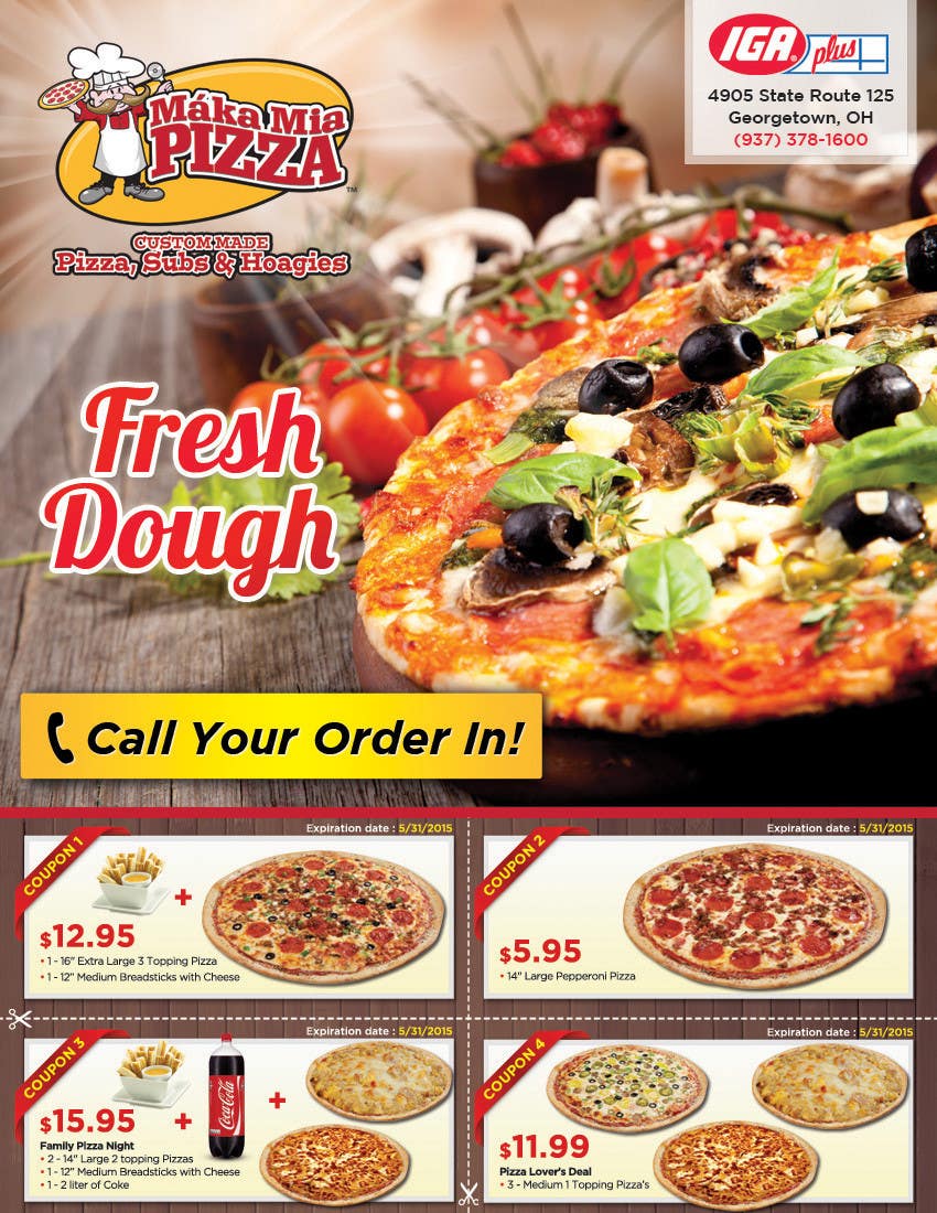 Contest Entry #12 for                                                 Design a Flyer 1/2 Page in size with Coupons for Pizza Shop
                                            