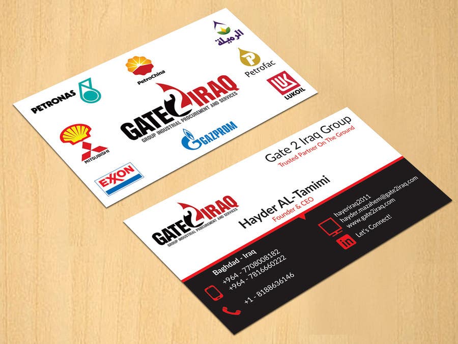 Συμμετοχή Διαγωνισμού #38 για                                                 Design some Business Cards for Gate2Iraq Group
                                            
