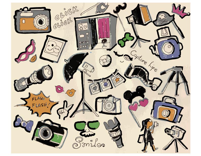 Proposta in Concorso #7 per                                                 Seamless Doodle Style Pattern (Photography Related)
                                            