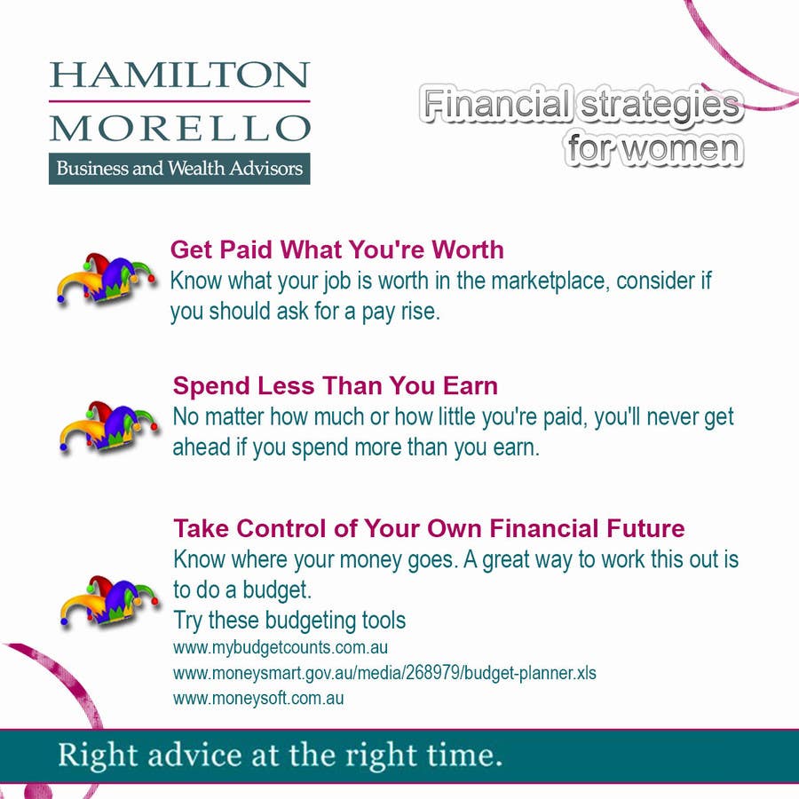 Kilpailutyö #8 kilpailussa                                                 Financial strategies for women
                                            