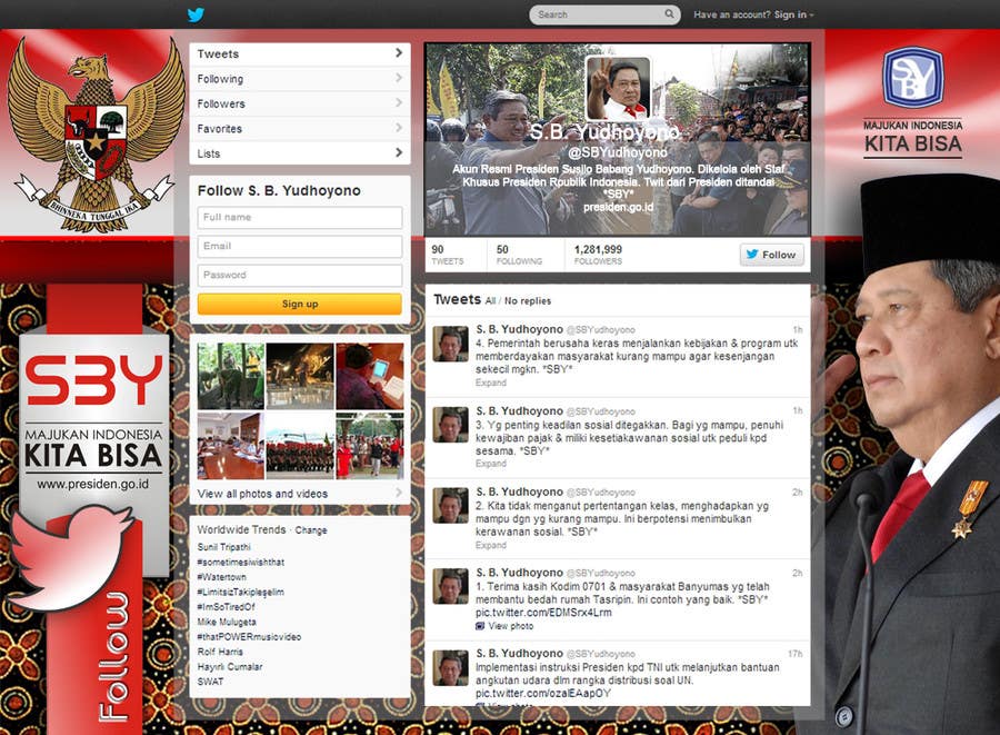 Inscrição nº 125 do Concurso para                                                 Twitter @SBYudhoyono Indonesian President Design Contest #Presidentwit
                                            