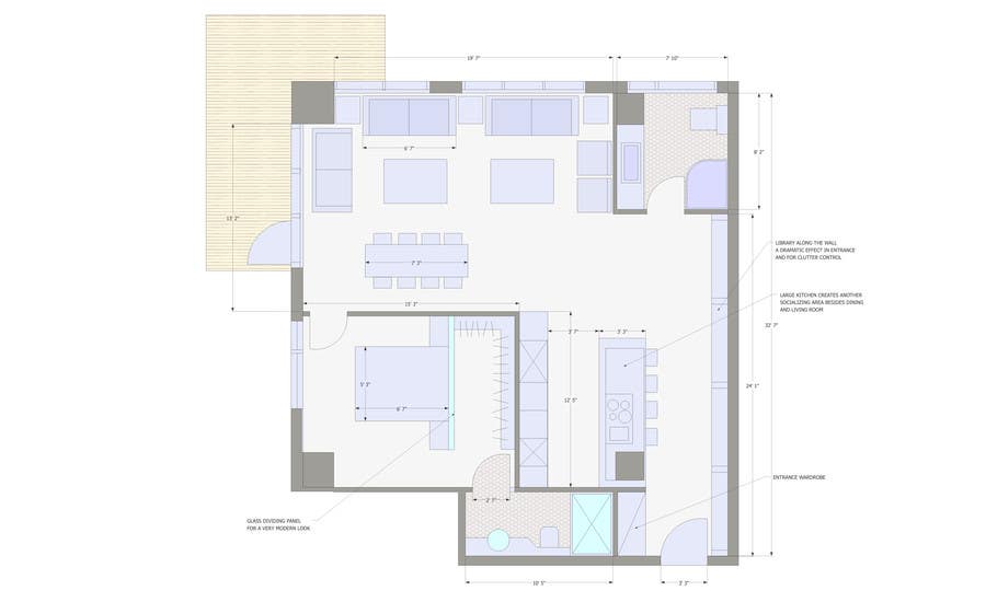 Contest Entry #57 for                                                 Floor plan/interior ideas for sub-penthouse condo (1000sq feet)
                                            