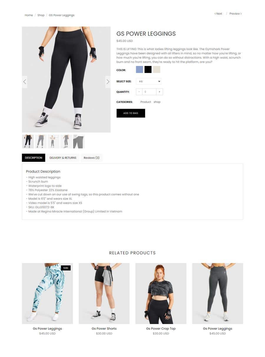Entry #16 by freelancermonir9 for Gymshark product page in tailwindcss ...