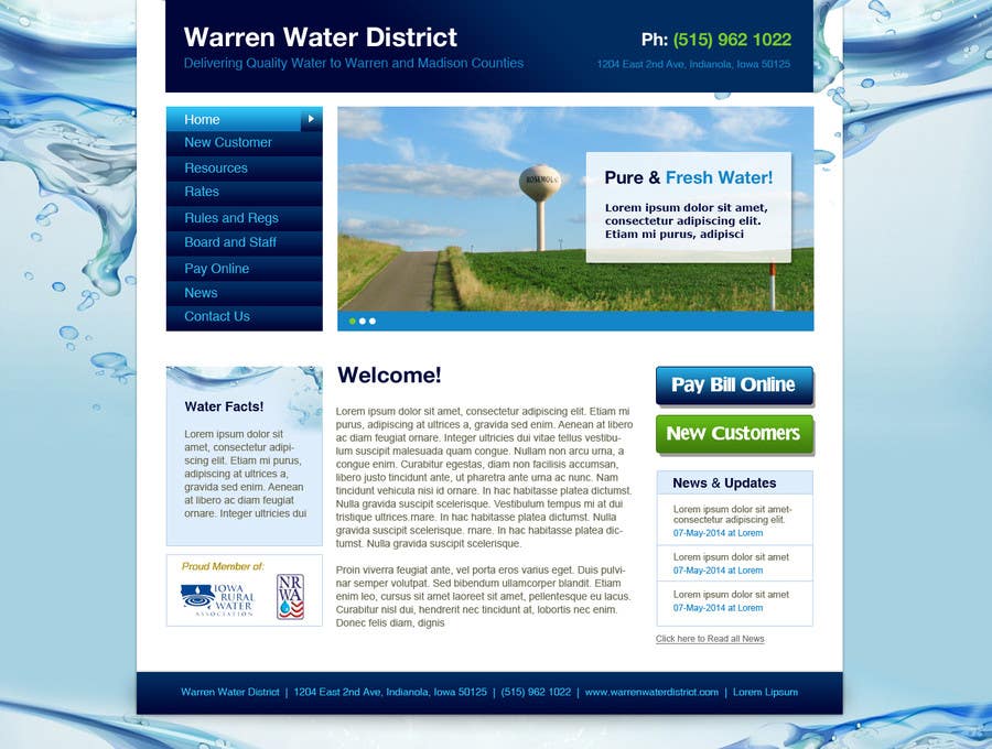 Kilpailutyö #4 kilpailussa                                                 Design a Website Mockup for Rural Water Company
                                            