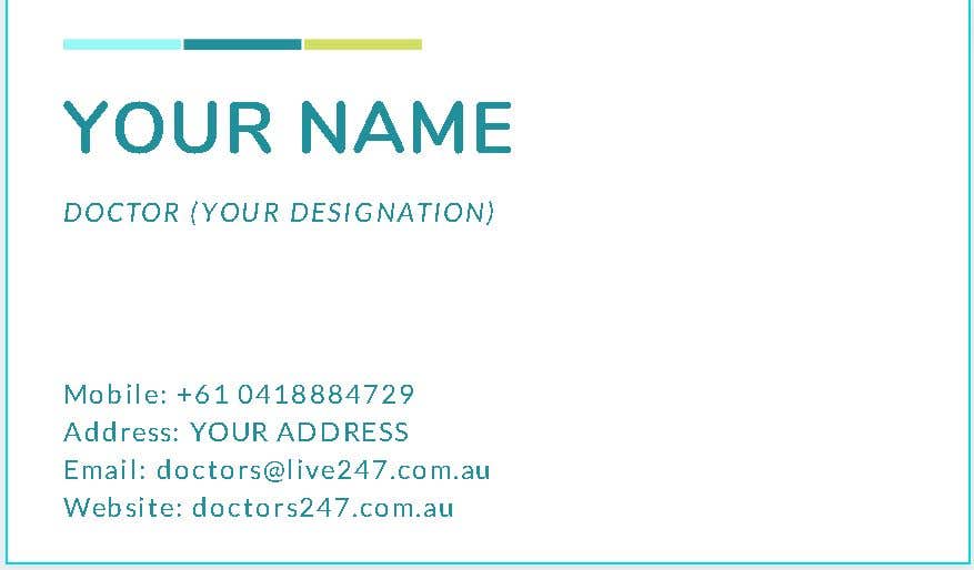 
                                                                                                                        Penyertaan Peraduan #                                            9
                                         untuk                                             Logo Design - Business Card Layout  -  Doctors247
                                        