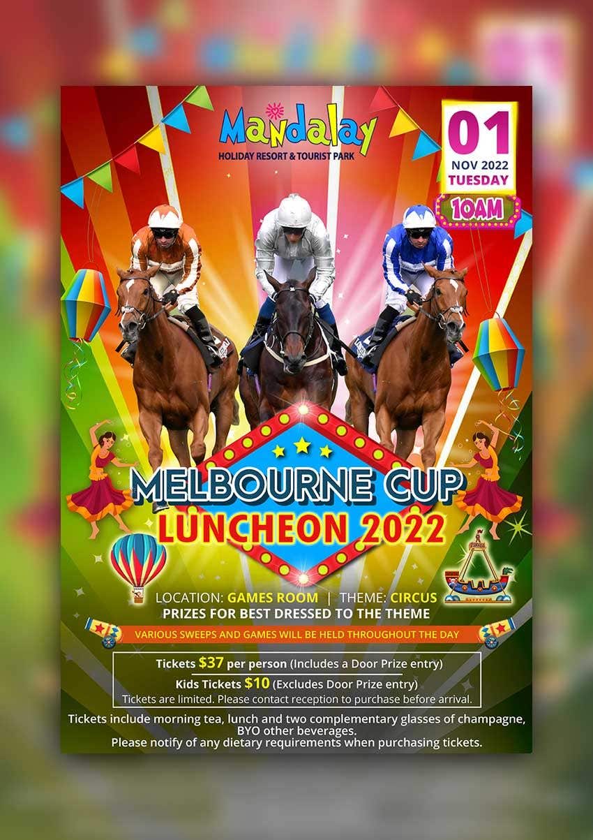 Kilpailutyö #86 kilpailussa                                                 Melbourne Cup Luncheon Flyer 2022
                                            
