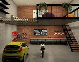 Nro 5 kilpailuun Design a colored 3D rendering and an illustrated floorplan of a luxurious car storage garage käyttäjältä andya23