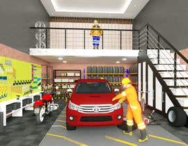#10 untuk Design a colored 3D rendering and an illustrated floorplan of a luxurious car storage garage oleh theartist204