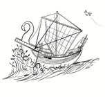 Illustration Конкурсная работа №32 для Black and white drawing or sketch of sailing ship on sea