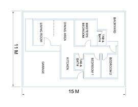 Nro 71 kilpailuun Need a house design for a field of 15 meters x 11 meters käyttäjältä andayakenneth98