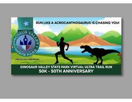 #51 untuk Dinosaur chasing man Facebook ad Banner Medal 50k Trail Run oleh joyantabanik8881