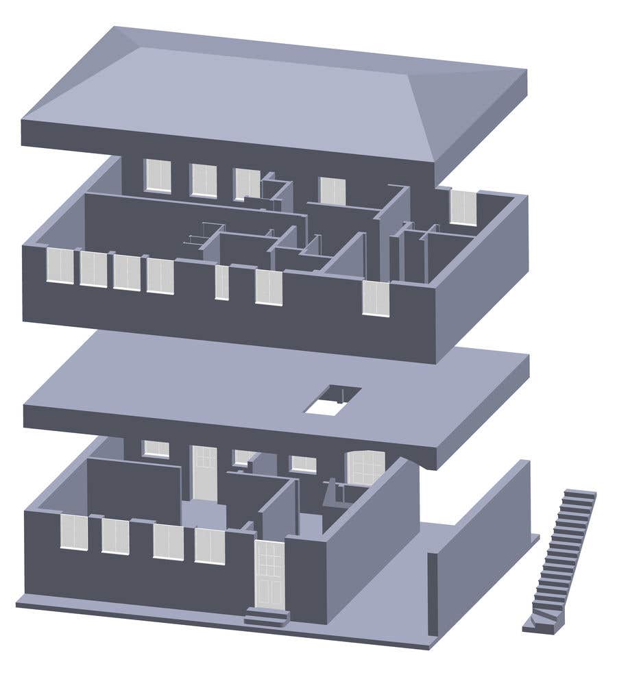 Intrarea #16 pentru concursul „                                                Create a 3D model (.stl) of this house for 3D printing
                                            ”