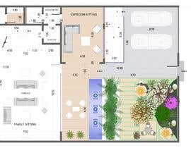 a floor plan of a house with a terrace and a planter
