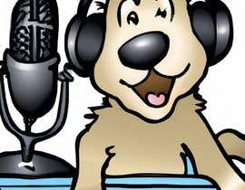 a cartoon dog wearing headphones and holding a microphone