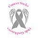 a logo for cancer sucks showing a ribbon with angel wings