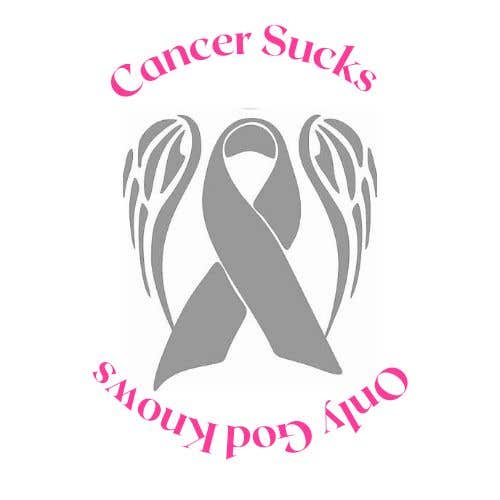 a logo for cancer sucks showing a ribbon with angel wings