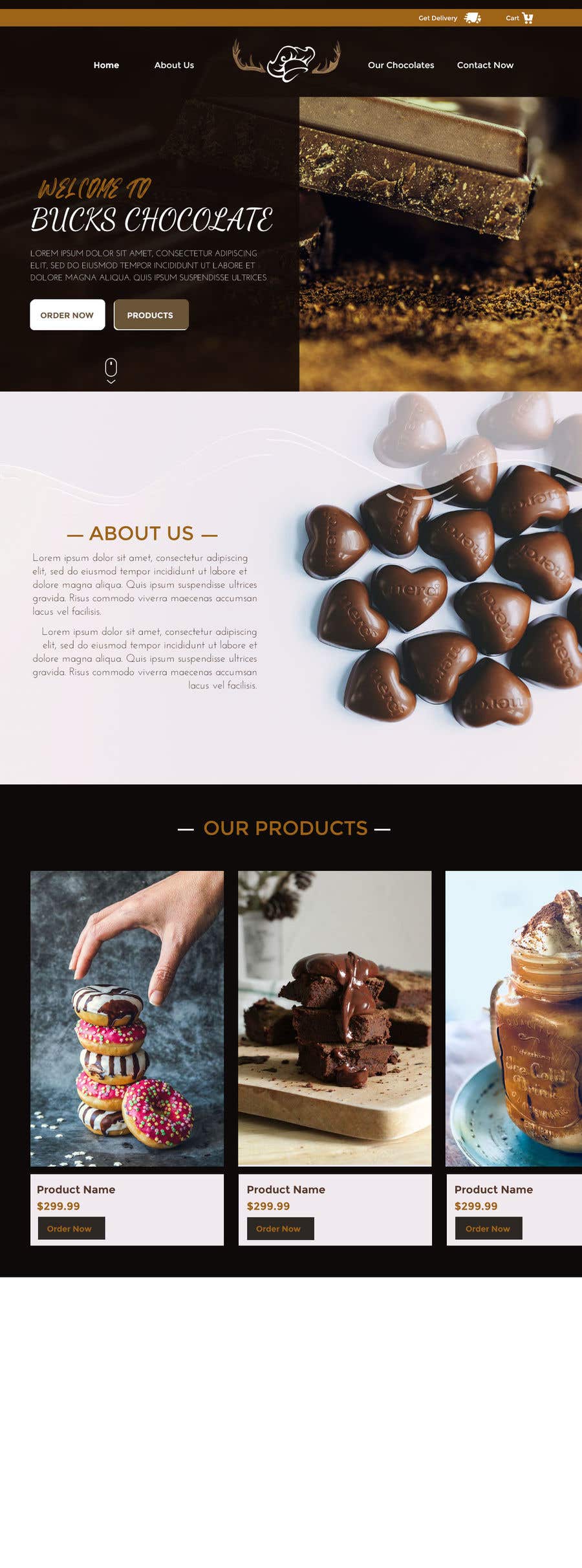 a website with pictures of chocolates and desserts