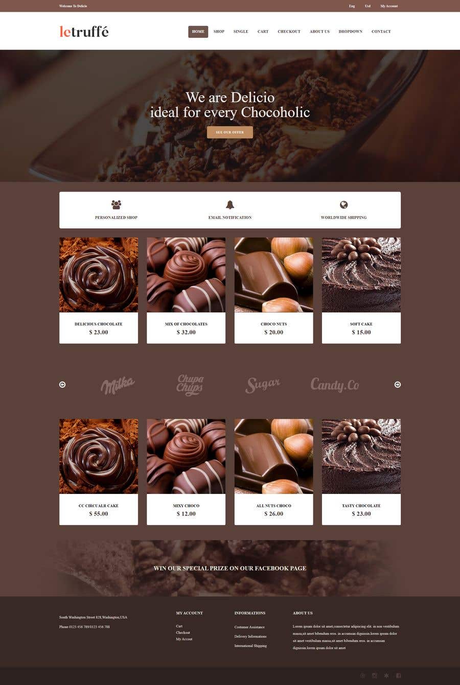a chocolate website template with pictures of chocolates