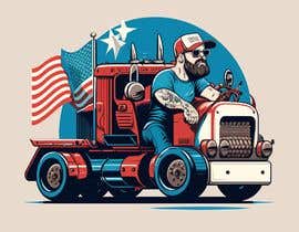 #59 для Illustration of an adult man on a kiddy ride american truck от lamahu